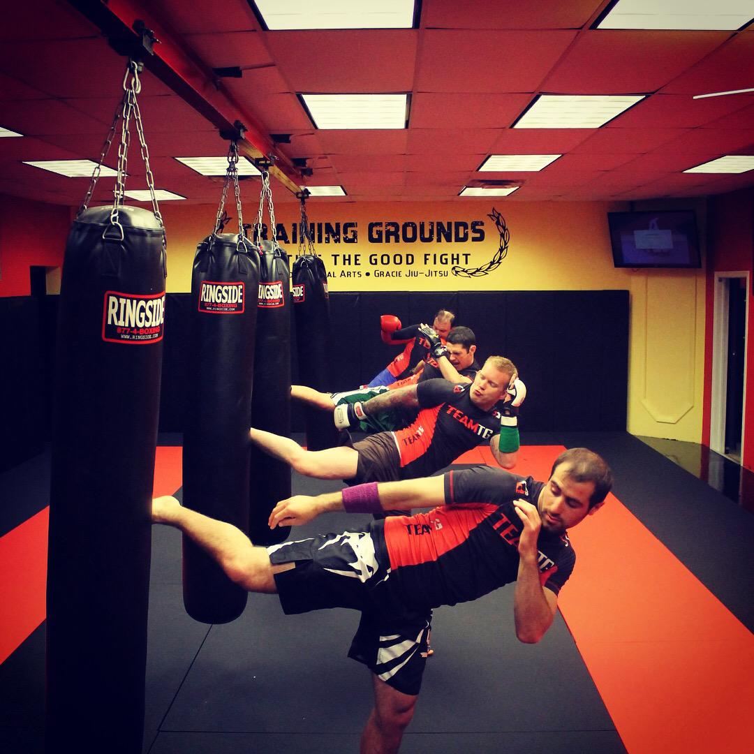 five men taking a kickboxing class in westwood nj